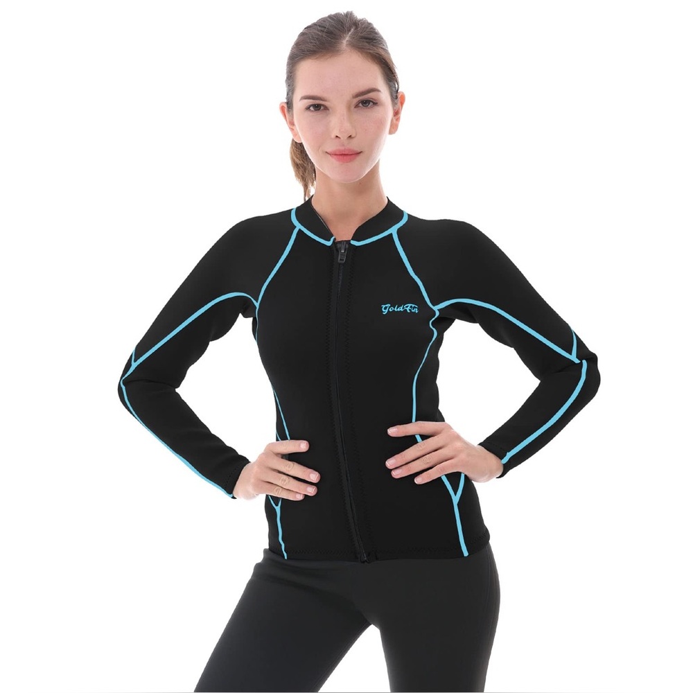 Goldfin Plus Size Long Sleeve Neoprene Wetsuit Jacket Women’s Size 3XL Black